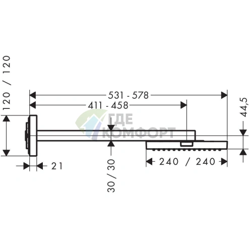 Верхний душ AX ShowerCollection 240×240 мм, настенный, хром (10925000) - фото 2
