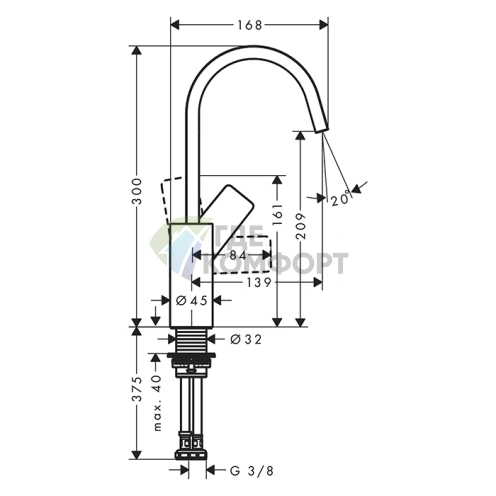 Смеситель для раковины Hansgrohe Vivenis: поворотный излив 210 мм, матовый белый, без донного клапана (75032700) - фото 2