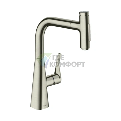 Смеситель для кухни Hansgrohe Metris M71 с выдвижным душем и системой sBox, цвет под сталь (73817800) - фото 1