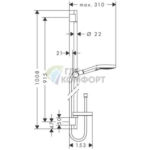 Душевой набор HG Raindance Select S: 3 режима, EcoSmart, хром (26633000) - фото 2