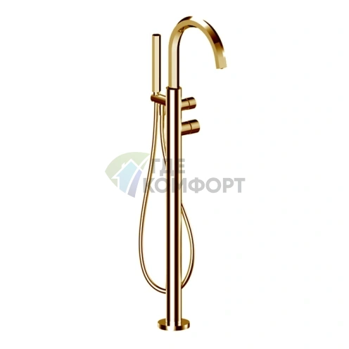 Напольный смеситель для ванны с ручным душем Fantini Venezia In Matt British Gold (29 P6 N080B) - фото 1
