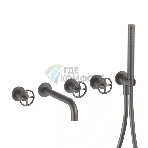 Смеситель для ванны Fantini Fontane Bianche с ручным душем, цвет Matt Gun Metal (47 P5 P019B) - фото 1