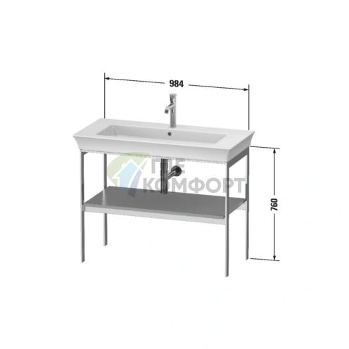 Консоль напольная Duravit White Tulip Graphite HighGloss с деревянной полкой (WT45410H1H1) - фото 2