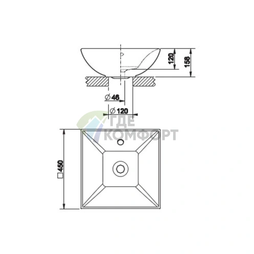Накладная раковина Gessi Mimi 45x45 см, глянцевый белый - фото 2