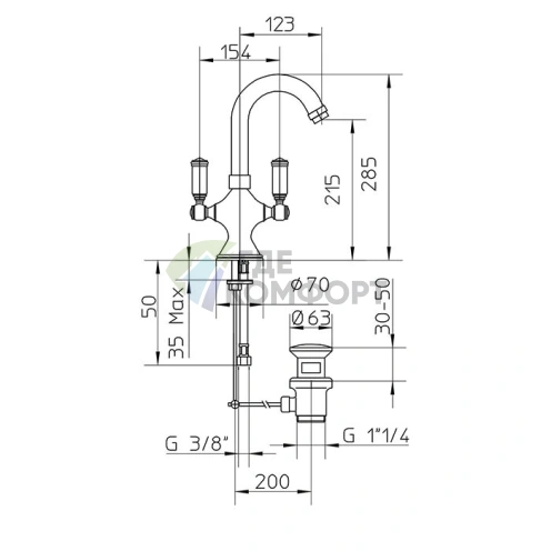 Смеситель для раковины Bossini Liberty с поворотным изливом (хром) (Z001301.030) - фото 2