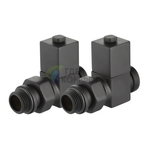 Набор дизайн-вентилей Royal Thermo CUBE 1/2 черный, RTE 56.0006, НС-1422575 - фото 4