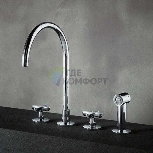 Смеситель для кухни Fantini Icona Classic с ручным душем, 4 отверстия, хром (53 02 R051) - фото 1