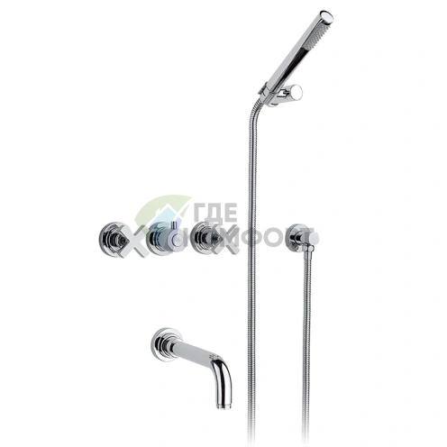 Встраиваемый смеситель для ванны Nicolazzi M.Croce с переключателем душ/ванна и комплектом душа (2203CR27) - фото 1