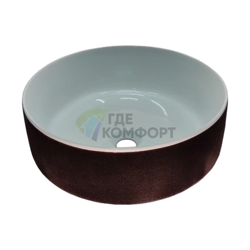 Раковина ArtCeram Cognac 42 см накладная без отверстия белый / testa di moro (COL001 01 65 bianco/testa di moro) - фото 1