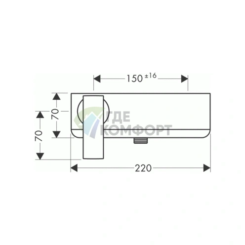 Однорычажный настенный смеситель для душа AX Citterio в хроме (39600000) - фото 2