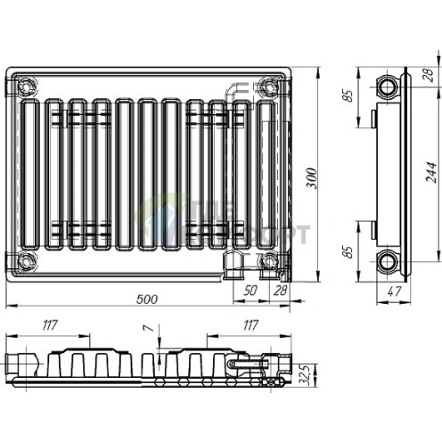 Радиатор стальной панельный Лидея ЛУ 11-305 с нижним подключением - фото 4