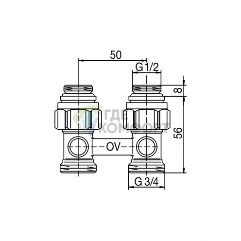 Узел нижнего подключения Oventrop Multiflex F ZB 1/2 AGx3/4 AG 1015883 прямой - фото 2