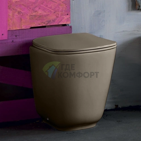 Унитаз напольный пристенный Kerasan Tribeca 55 см безободковый с креплением WB5N цвет Nocciola (511881) - фото 1