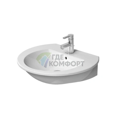 Раковина Duravit Darling New 550x480 мм с переливом и отверстием под смеситель, белая (2621550000) - фото 1