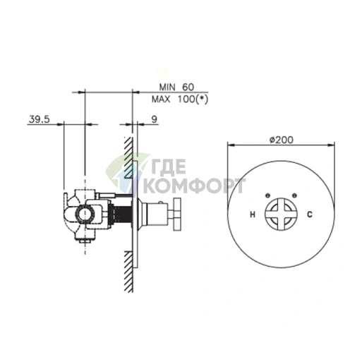 Встраиваемый смеситель Nicolazzi Mac Kinley 05 без запорного вентиля, хром (4914CR29) - фото 2