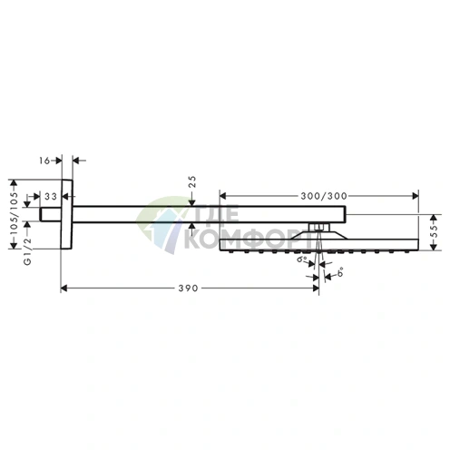 Верхний душ HG Raindance с настенным держателем, черный матовый (26238670) - фото 2