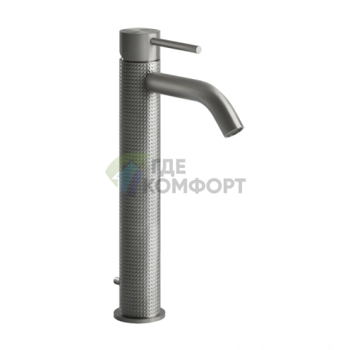 Высокий смеситель GESSI для раковины с донным клапаном в цвете steel brushed (54404#239) - фото 1