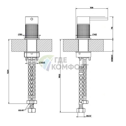 Рычаг дистанционного управления GESSI из нержавеющей стали 316 с отделкой steel brushed (54405#239) - фото 2