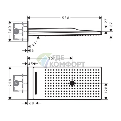 Верхний душ HG Rainmaker Select 580: 3 в 1 (Дождь, Поток, Водопад), белый/хром (24001400) - фото 2