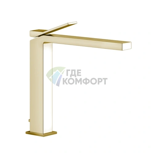 Смеситель GESSI RETTANGOLO K для раковины: однорычажный высокий, цвет Brushed Brass PVD (53003#727) - фото 1