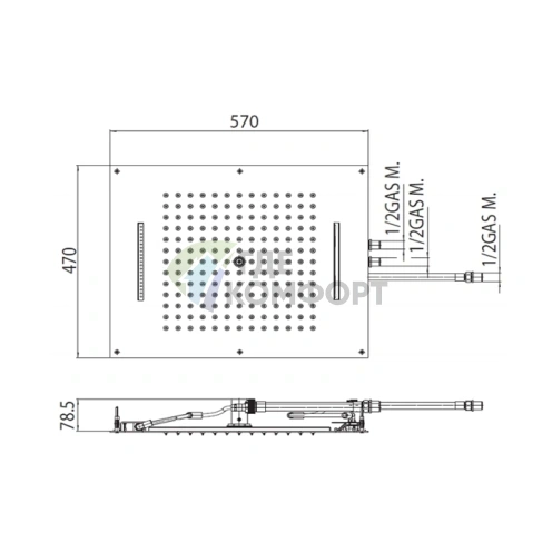 Верхний душ BOSSINI DREAM/3 570x470 мм с 3 режимами (дождь, каскад, водопад) в хроме (H38927.030) - фото 2