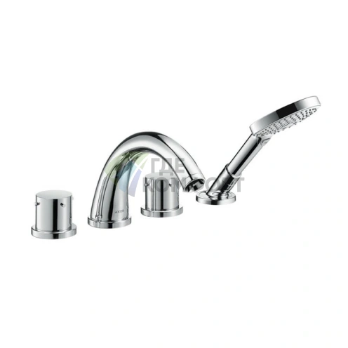 Смеситель AX Starck для ванны с ручным душем, на 4 отверстия, монтаж на плитку, хром (10451000) - фото 1