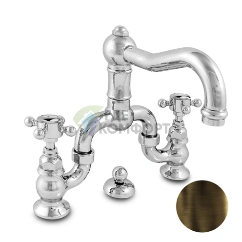 Смеситель для раковины Nicolazzi P.m. Blanc на 3 отверстия с донным клапаном, цвет тёмная бронза (1419DB78) - фото 1