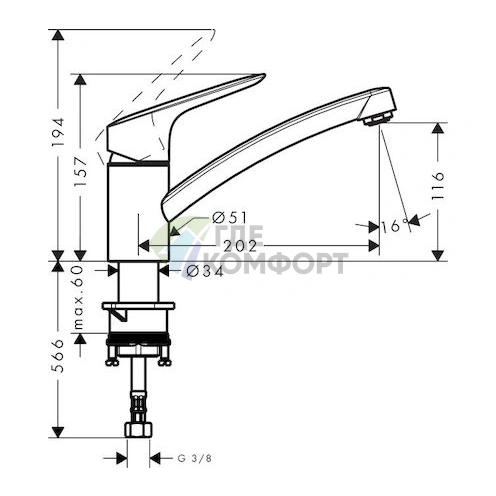 Смеситель Hansgrohe Logis 71830000 для кухни с выдвижной лейкой - фото 2