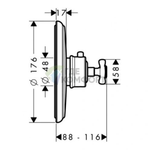 Термостат AX Montreux Ecostat E встраиваемый СМ полированное золото (16810990) - фото 2