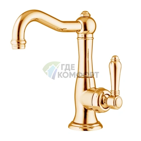 Однорычажный смеситель Nicolazzi El Capitan для раковины с донным клапаном в золотом цвете (3452GB75C) - фото 1
