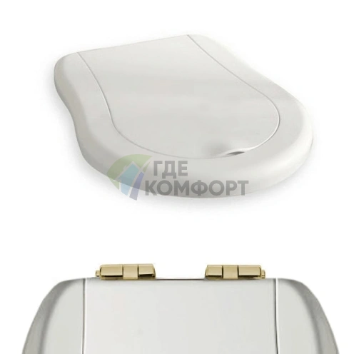 KERASAN Retro Сиденье для Унитаза Белое/Золото с Микролифтом (108501 bi/oro) - фото 1