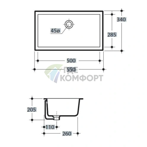 Встраиваемая раковина KERASAN Slim 500 мм, белая (022901) - фото 3