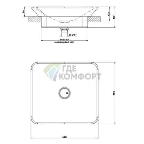 Встраиваемая раковина Gessi iSpa 49×45 см с донным клапаном, белая - фото 2