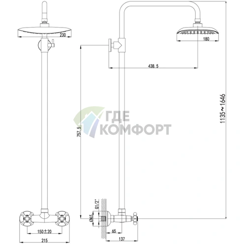 Душевая стойка Lemark Standart LM2160C - фото 4