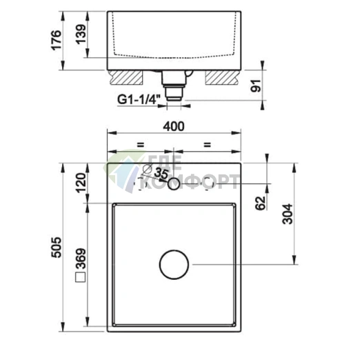 Подвесная раковина Gessi Rettangolo 50,5x40 см белая с донным клапаном - фото 2