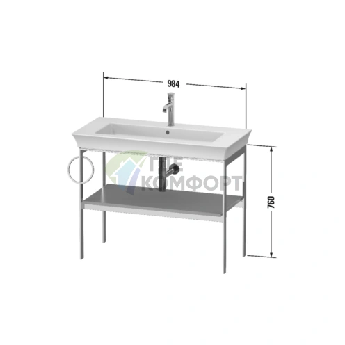 Консоль напольная Duravit White Tulip с полкой, цвет Graphite HighGloss (WT4544RH1H1) - фото 2