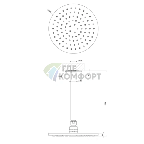 Душевая головка GESSI INCISO - шарнирная потолочная, 200 мм, цвет finox (58152#149) - фото 2