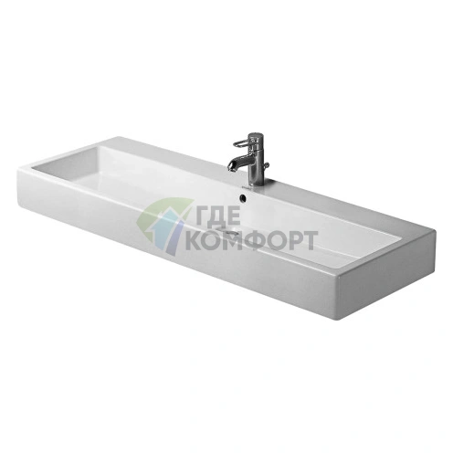 Раковина Duravit Vero 1200x470 мм белая, шлиф с переливом, 1 отверстие под смеситель (454120071) - фото 1