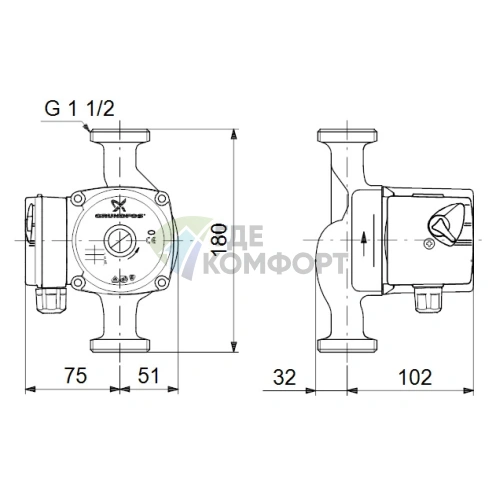 Циркуляционный насос Grundfos UPS 25-70 180 - фото 4