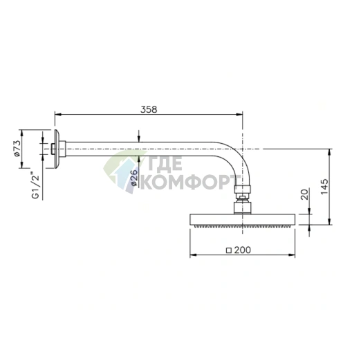 Верхний душ Nicolazzi Doccia, 200 мм, хром (5705CR20) - фото 2