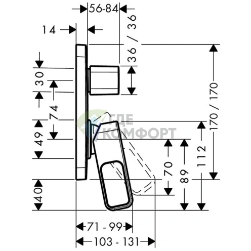 Встраиваемый однорычажный смеситель для ванны AX Urquiola (хром) (11425000) - фото 2