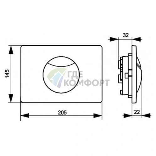 Кнопка смыва Sanit S703 16.703.00 сталь - фото 2
