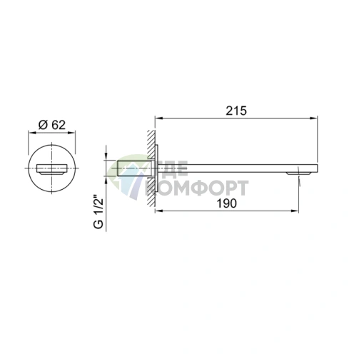 Настенный излив для ванны FANTINI VENEZIA 190 мм, хром (29 02 C945) - фото 2