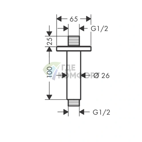 Потолочный держатель для верхнего душа HG Vernis Shape 100 мм, G1/2, матовый черный (26406670) - фото 2