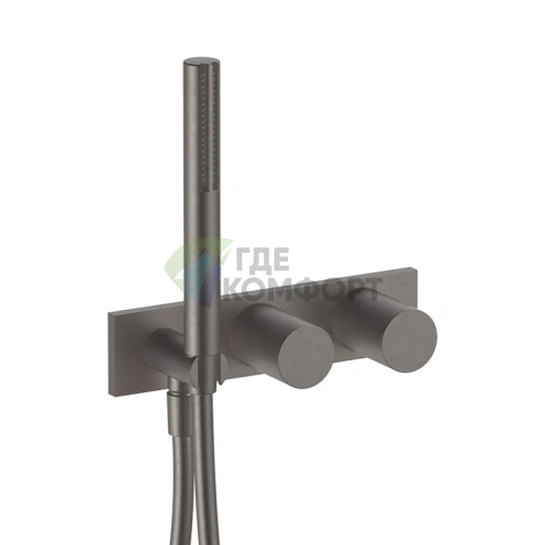 Встраиваемый смеситель для душа Fantini Milano с ручным душем и двумя выходами (Matt Gun Metal PVD) (31 P5 E584B) - фото 1