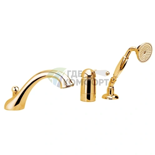 Смеситель для ванны Nicolazzi с золотым покрытием: излив и ручной душ (3414GB76) - фото 1