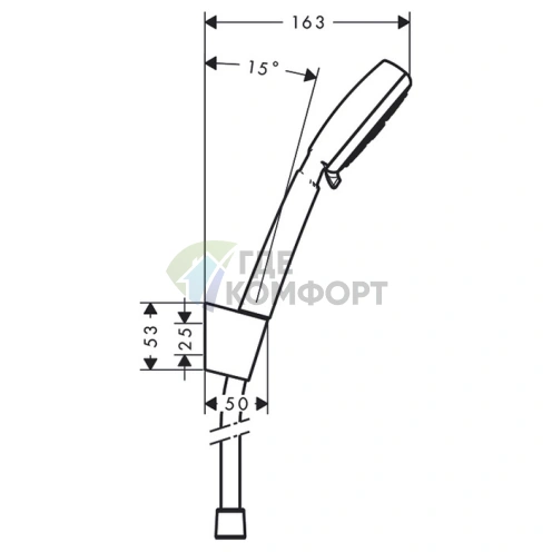 Душевой набор HG Crometta с ручным душем EcoSmart, держателем и шлангом 125 см в цвете белый/хром (26568400) - фото 2