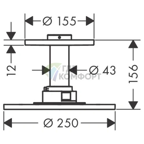 Верхний душ AX ShowerSolution 250 мм с 2 насадками и держателем 100 мм для потолочного монтажа в хроме (35297000) - фото 2