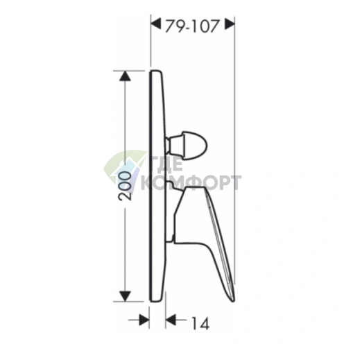 Встраиваемый смеситель для ванны Hansgrohe Logis с вакуумным переключателем (полный комплект), хром (71409000) - фото 2