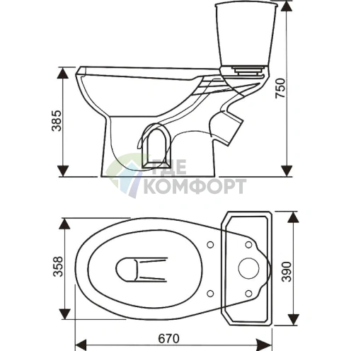 Унитаз-компакт Элисса от Оскольской керамики с боковой подводкой - фото 4